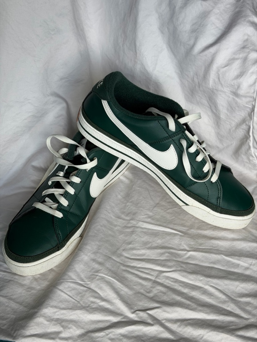 Nike Dark Green & White Court-Style Low Tops